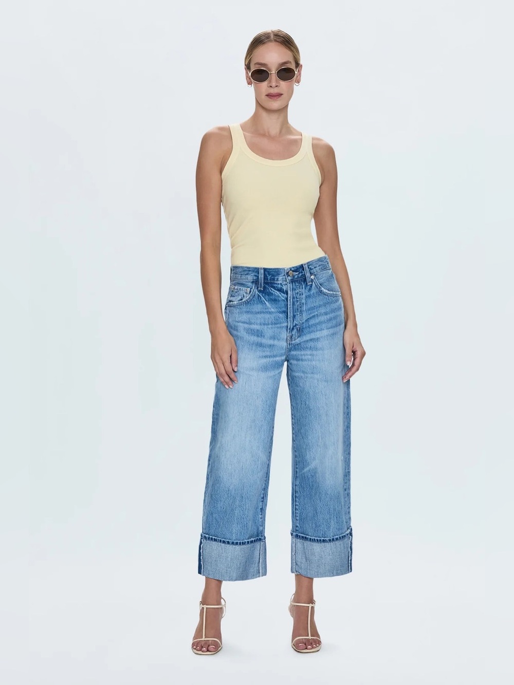 Pistola Ryder High Rise Cuffed Straight Jeans Abroad Vintage Wash Size 26